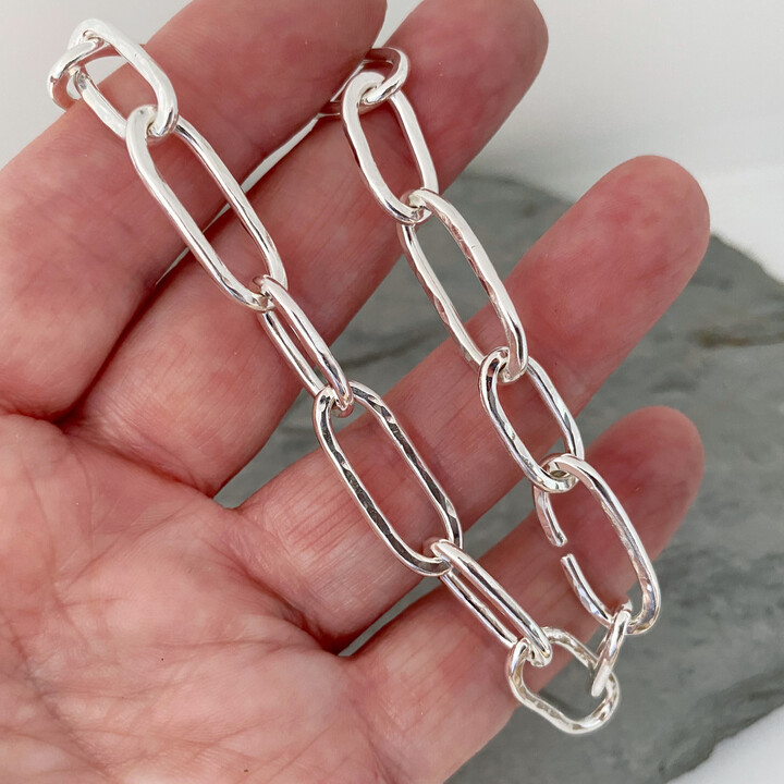 Heavy silver oblong links chain bracelet, Shop