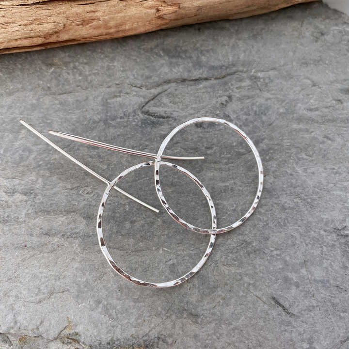 Silver threader hot sale hoop earrings