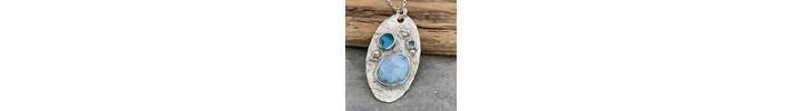 Larimar and silver beach pendant