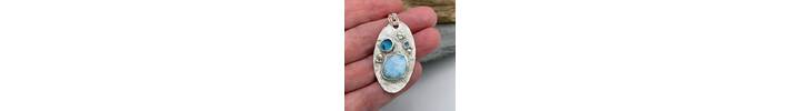 Larimar and silver beach pendant 2