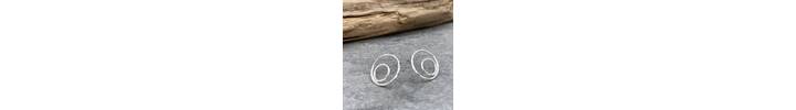 Eccentric circles silver stud earrings 2