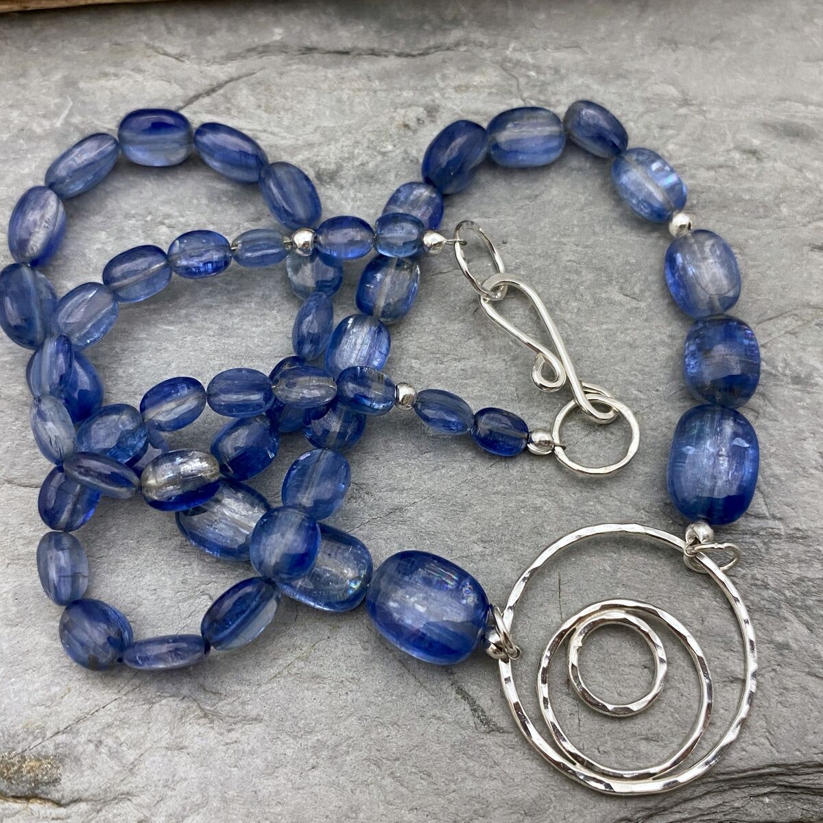 Kyanite silver circles necklace 3
