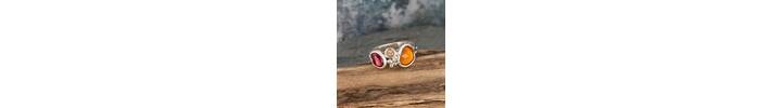 Fire Opal and garnet ring