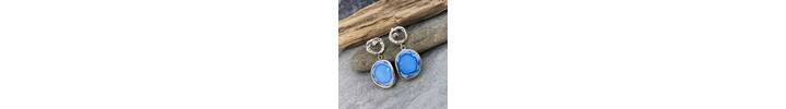 Turquoise and organic silver earrings 3