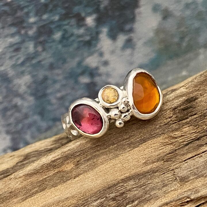 Fire Opal and garnet ring 5