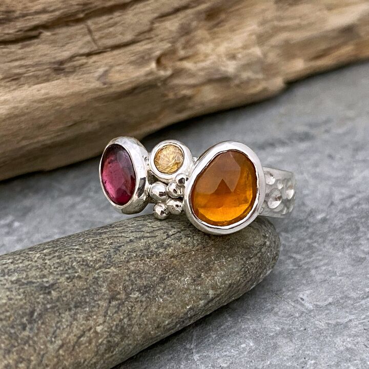 Fire Opal and garnet ring 2