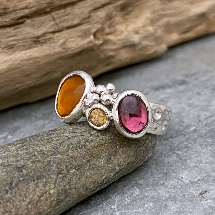 Fire Opal and garnet ring 3