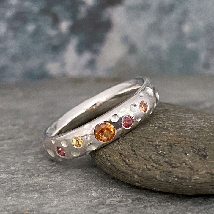 Orange and yellow Sapphire ring 4