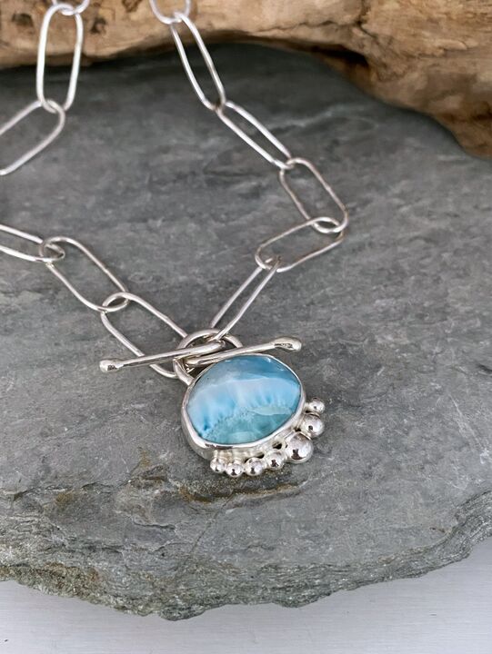 Larimar paper clips necklace 4