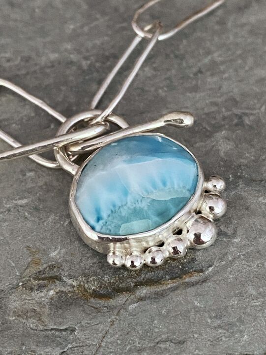 Larimar paper clips necklace