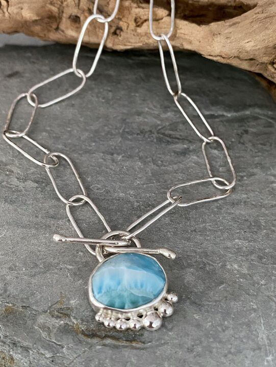 Larimar paper clips necklace 2