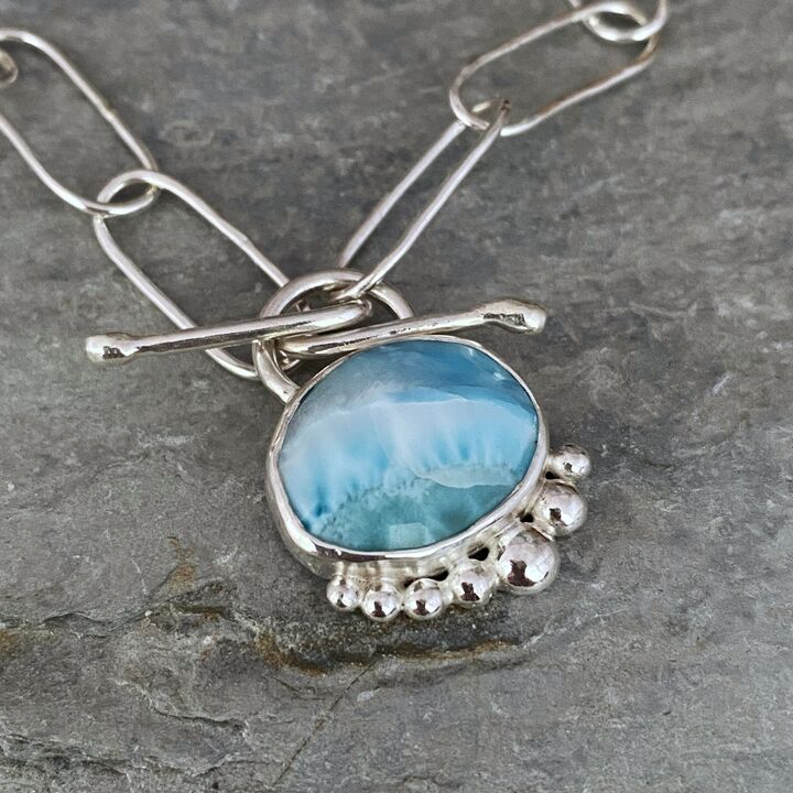 Larimar paper clips necklace 3