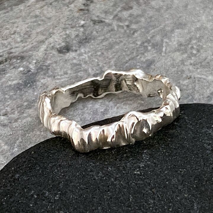 One of a kind organic silver ring