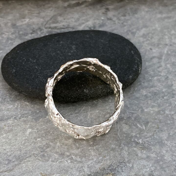 Wide silver ring band 4