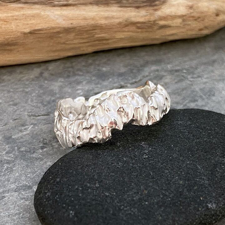 Chunky organic textured ring band 5