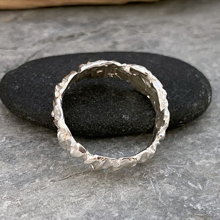 Chunky organic textured ring band 7