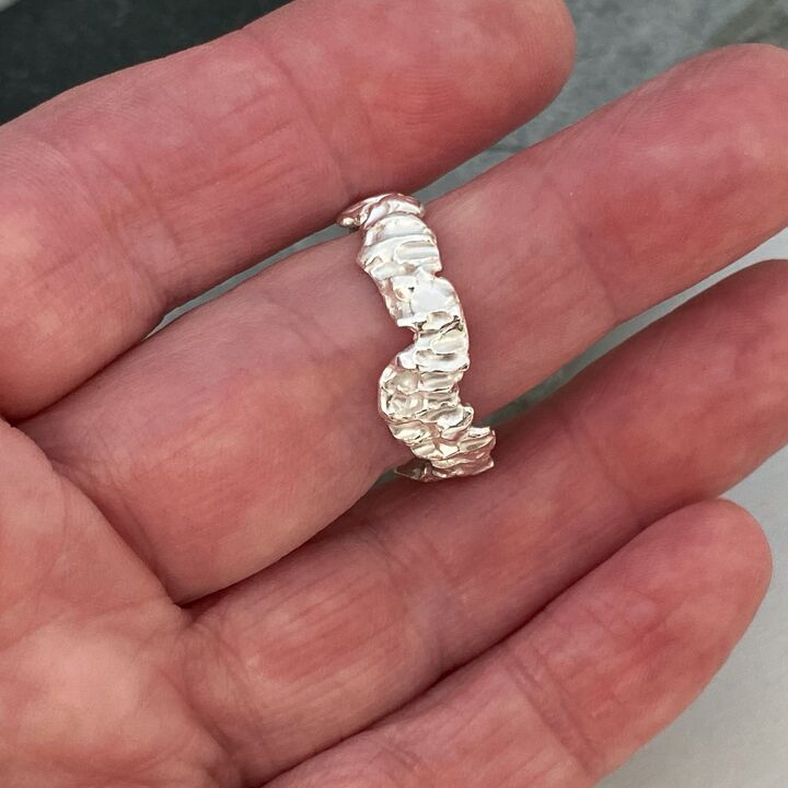 Chunky organic textured ring band 4