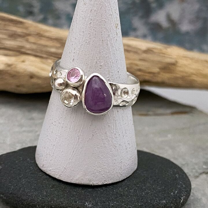 Purple and pink sapphire ring 6