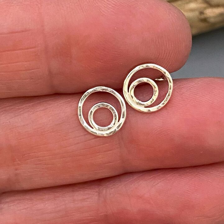 Tiny circle stud earrings