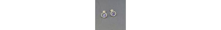 Small Tanzanite and silver circle earrings 3