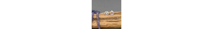 Small Tanzanite and silver circle earrings