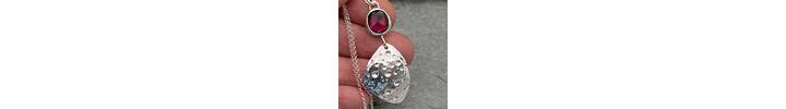 Garnet and silver bubbles necklace