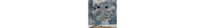 Lapis Lazuli topped silver hoop earrings 6