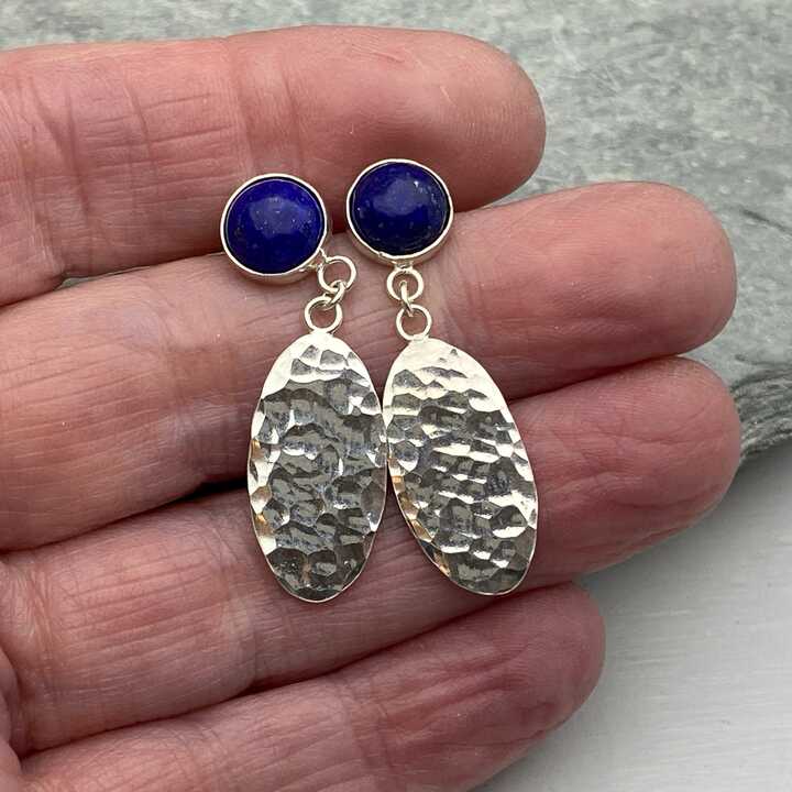 This is a picture of a pair of lapis lazuli earrings