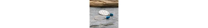 Hammered silver oval earrings with Chilean Opal bead drops 4