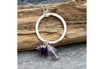 Silver ring pendant with Amethyst and tanzanite drops 3