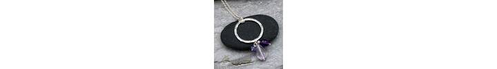 Silver ring pendant with Amethyst and tanzanite drops  2