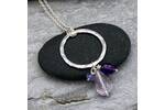 Silver ring pendant with Amethyst and tanzanite drops 2