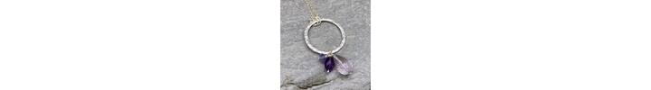 Silver ring pendant with Amethyst and tanzanite drops 