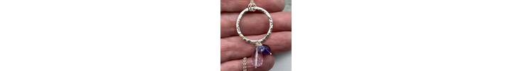 Silver ring pendant with Amethyst and tanzanite drops  4