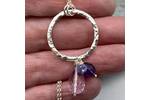 Silver ring pendant with Amethyst and tanzanite drops 4