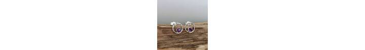 Small silver stud earrings with amethyst gemstone  4