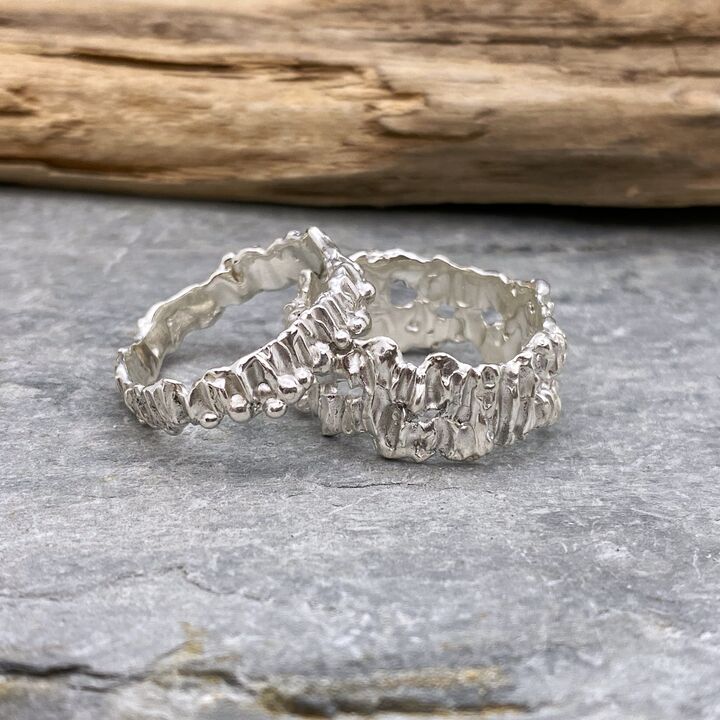 Heavily textured sterling silver ring 6