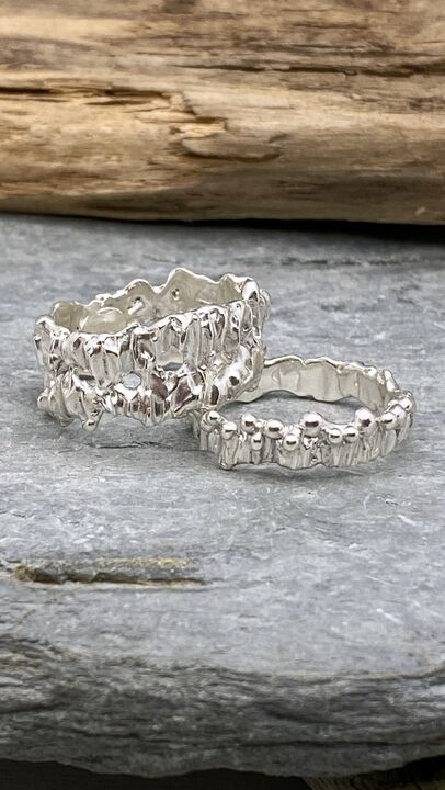 Wide organic silver ring band 4