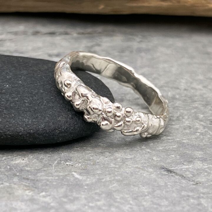 Organic sea foam bubbles silver ring 2