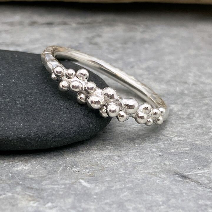 Organic silver sea spray ring