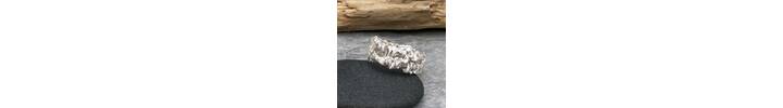 Wide organic silver ring band 2