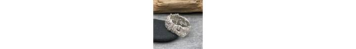 Wide organic silver ring band