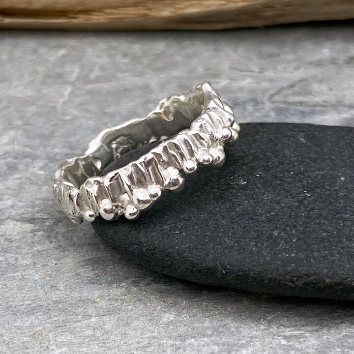 Heavily textured sterling silver ring