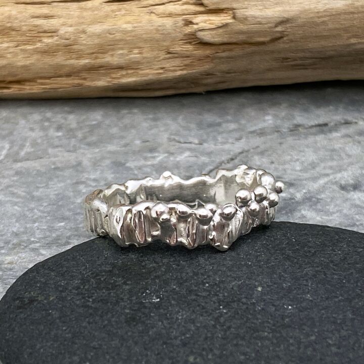 Heavily textured sterling silver ring 2