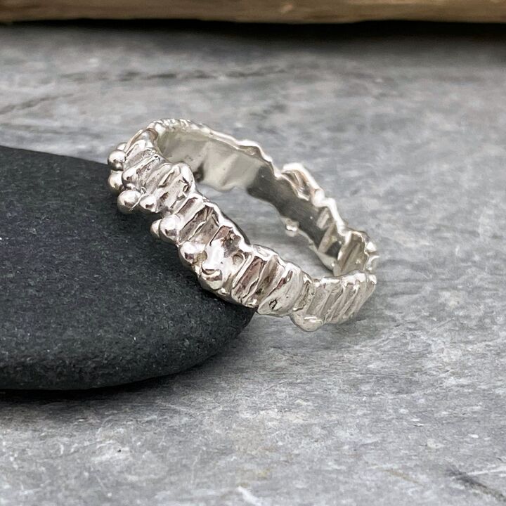 Heavily textured sterling silver ring 3