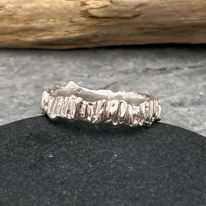 Heavily textured sterling silver ring 4