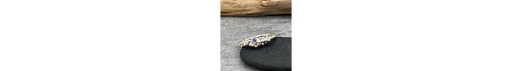 Silver bubbles ring set with a blue sapphire 3