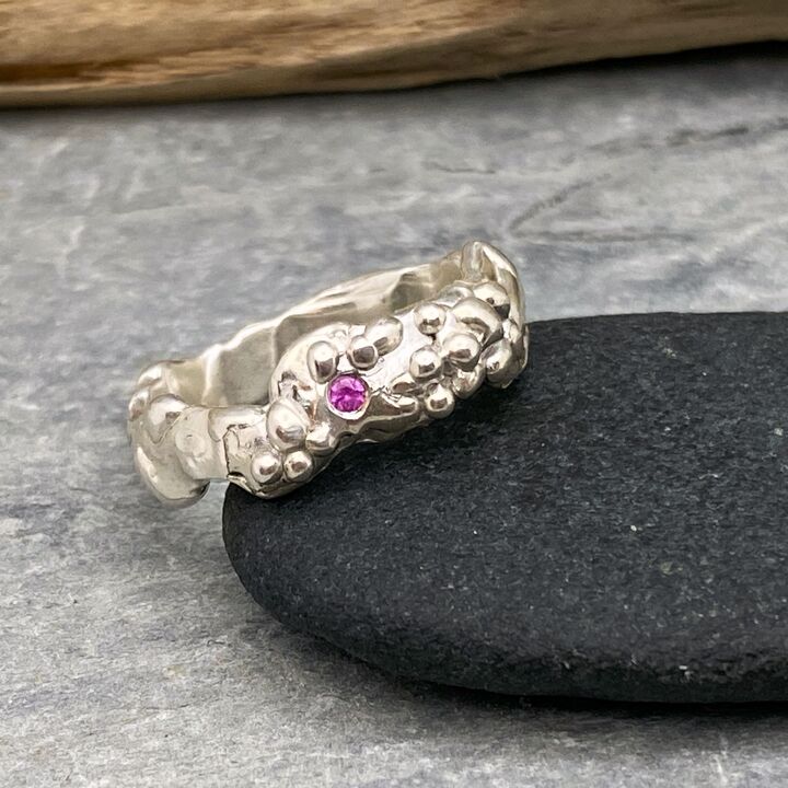 Pink sapphire silver ring