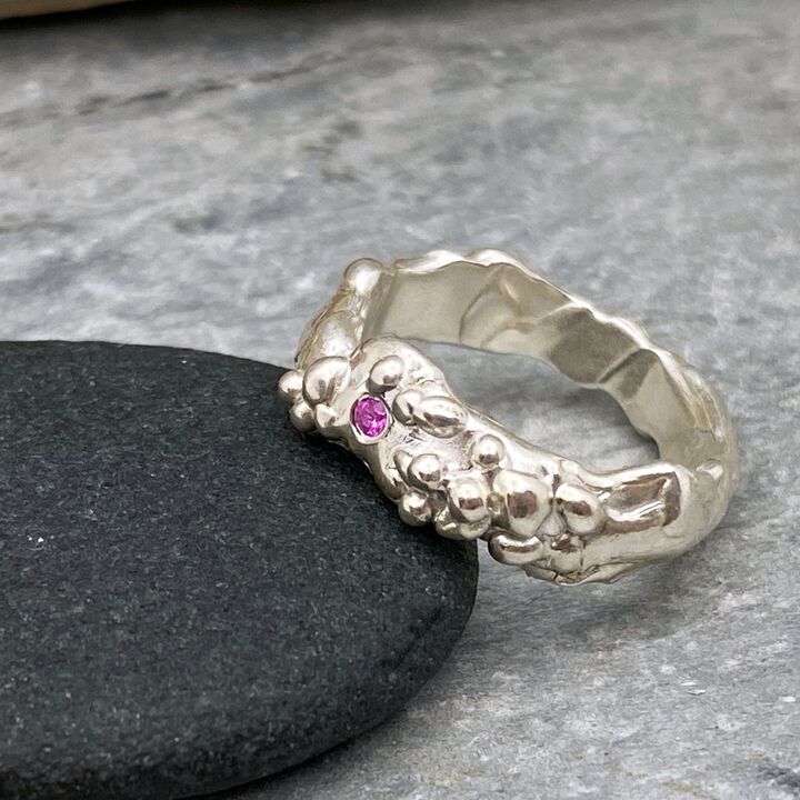 Pink sapphire silver ring 2