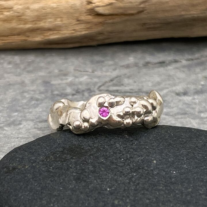 Pink sapphire silver ring 3